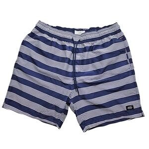 Jack Spade Warren Street Mens XL Navy Blue White Striped Swim Trunks Shorts *